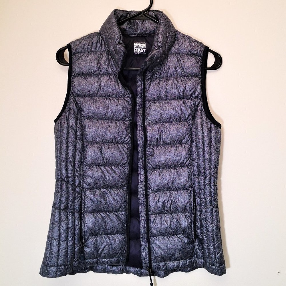 NWOT 32 Degrees Ultra-Light Packable‎ Down Vest Dark Blue/White Twill Size Small